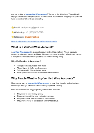 Buy Verified Wise Account