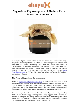 Sugar-Free Chyawanprash A Modern Twist to Ancient Ayurveda
