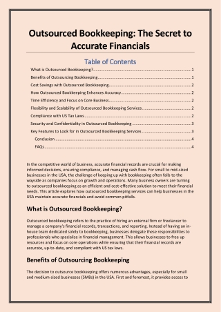 Outsourced Bookkeeping: The Secret to Accurate Financials