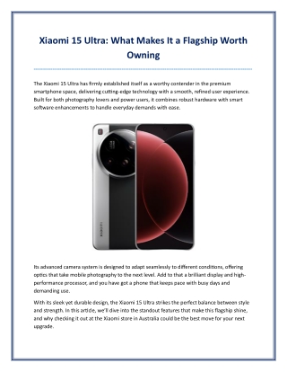 Xiaomi 15 Ultra What Makes It a Flagship Worth Owning