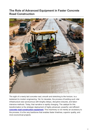 The Role of Advanced Equipment in Faster Concrete Road Construction