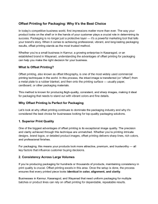 Offset Printing for Packaging: Why It’s the Best Choice