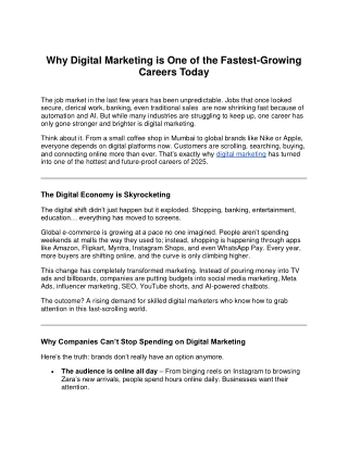 Why Digital Marketing is One of the Fastest-Growing Careers Today