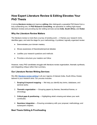 How Expert Literature Review & Editing Elevates Your PhD Thesis