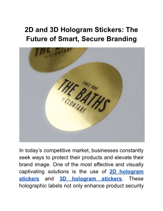 2D and 3D Hologram Stickers_ The Future of Smart, Secure Branding