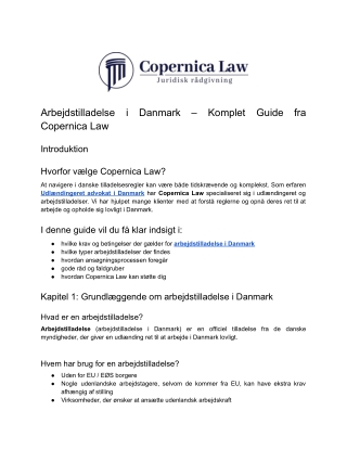 Arbejdstilladelse i Danmark – Komplet Guide fra Copernica Law