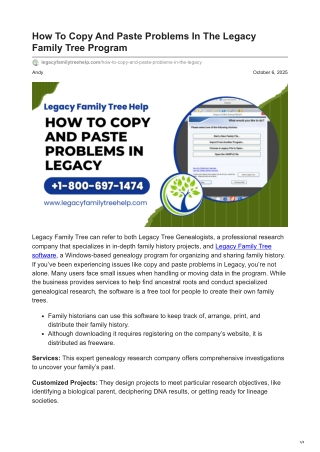 How To Copy And Paste Problems In Legacy Family Tree Program