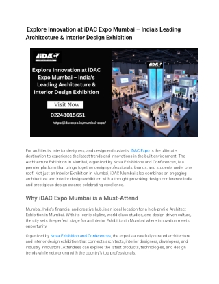 Explore Innovation at iDAC Expo Mumbai – India’s Leading Architecture & Interior Design Exhibition (2)