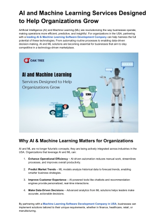 AI and Machine Learning Services Designed to Help Organizations Grow