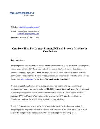 Shogan Systems - One-stop Shop For Laptop, Printer, POS, Barcode Machines in Coimbatore