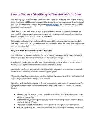 How to Choose a Bridal Bouquet That Matches Your Dress