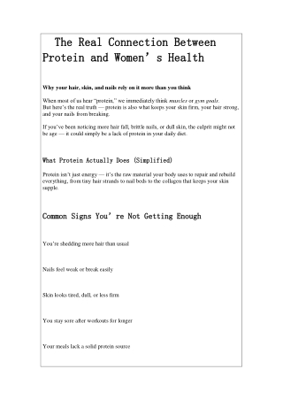 The Real Connection Between Protein and Women