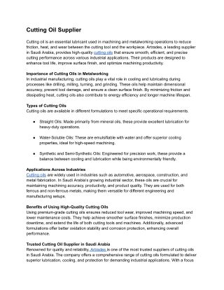 Cutting Oil Supplier