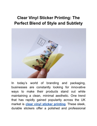 Clear Vinyl Sticker Printing_ The Perfect Blend of Style and Subtlety