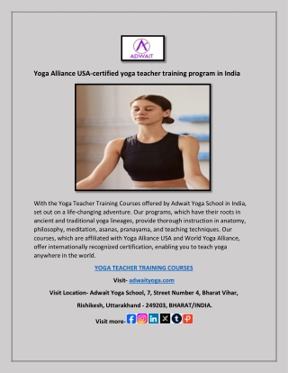 YOGA TEACHER Yoga Alliance USA-certified yoga teacher training TRAINING -COURSES