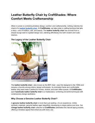 Leather Butterfly Chair by CraftShades: Where Comfort Meets Craftsmanship