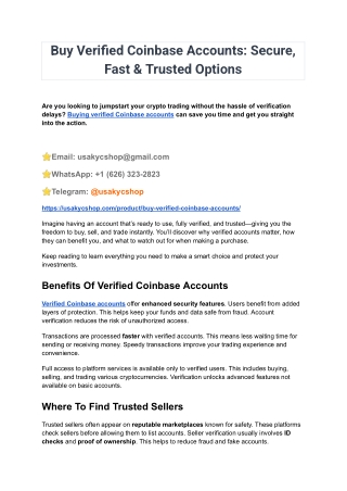 Buy Verified Coinbase Accounts