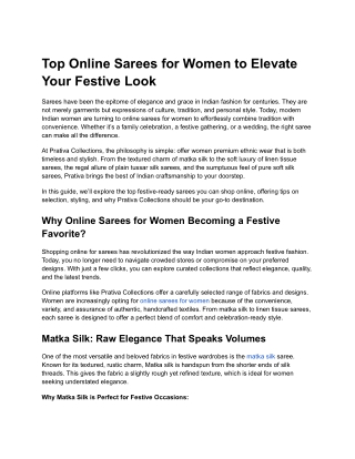 Top Online Sarees for Women to Elevate Your Festive Look