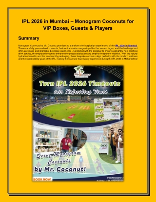 IPL 2026 in Mumbai – Monogram Coconuts for VIP Boxes, Guests & Players