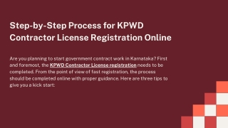 Step-by-Step Process for KPWD Contractor License Registration Online