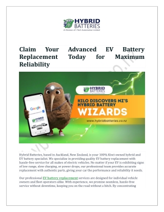 Claim Your Advanced EV Battery Replacement Today for Maximum Reliability