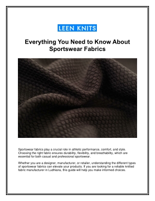 Everything You Need to Know About Sportswear Fabrics