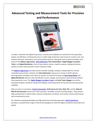 Advanced Testing and Measurement Tools for Precision and Performance