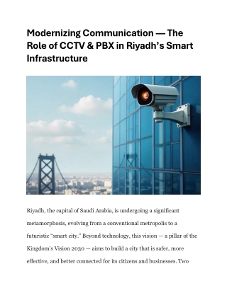 CCTV & PBX Transforming Riyadh’s Smart Infrastructure