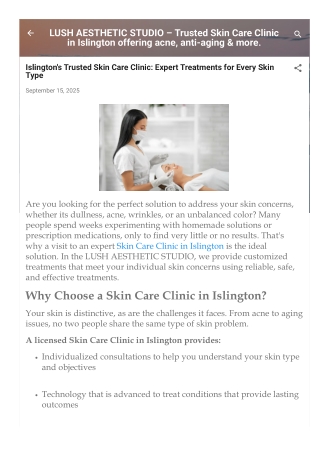 Islington's Trusted Skin Care Clinic Expert Treatments for Every Skin Type