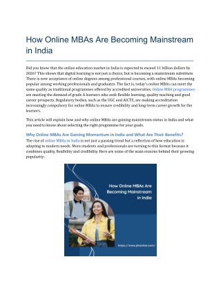 How Online MBAs Are Becoming Mainstream in India
