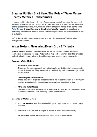 Smarter Utilities Start Here_ The Role of Water Meters, Energy Meters & Transformers