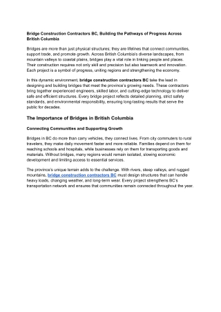 Bridge Construction Contractors BC