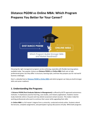 Distance PGDM vs Online MBA: Which Program Prepares You Better for Your Career?