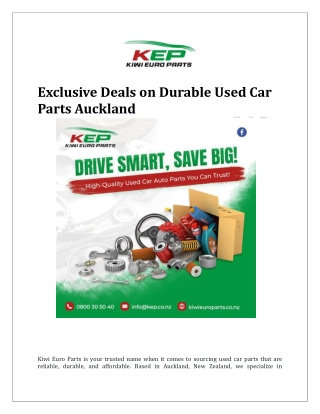 Exclusive Deals on Durable Used Car Parts Auckland