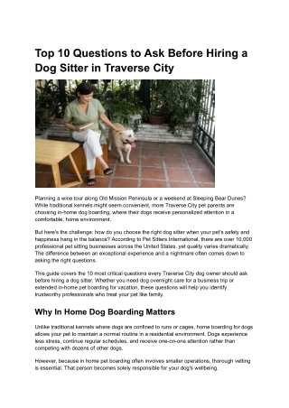 Top 10 Questions to Ask Before Hiring a Dog Sitter in Traverse City