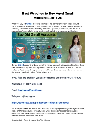Best Websites to Buy Aged Gmail Accounts