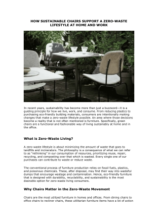 How Sustainable Chairs Support a Zero-Waste Lifestyle at Home and Work