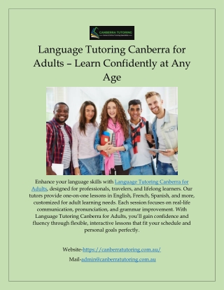 Language Tutoring Canberra for Adults – Learn Confidently at Any Age