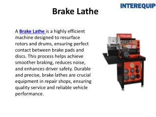 Complete Automotive Solutions: Brake Lathe | Car Hoist | Diagnostic Scanner