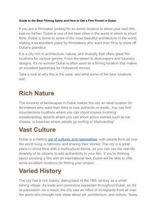 Guide to the Best Filming Spots and How to Get a Film Permit in Dubai