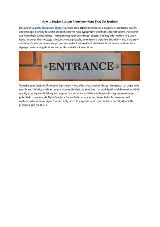 How to Design Custom Aluminum Signs That Get Noticed