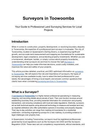 Surveyors in Toowoomba