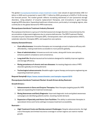 Mucopolysaccharidosis Treatment Market Size, Revenue and Outlook 2026-2035