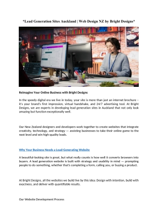 Lead Generation Sites Auckland Web Design NZ by Bright Designs