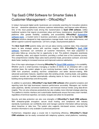Top SaaS CRM Software for Smarter Sales and Customer Management  Office24by7 docx  Google Docs