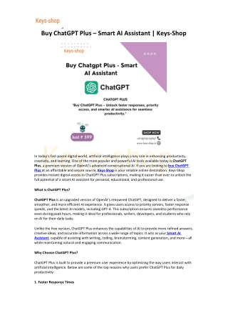 Buy ChatGPT Plus – Smart AI Assistant