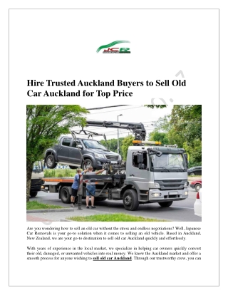 Hire Trusted Auckland Buyers to Sell Old Car Auckland for Top Price