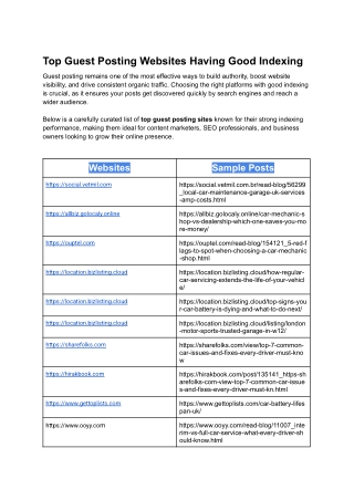 Top Guest Posting Websites Having Good Indexing