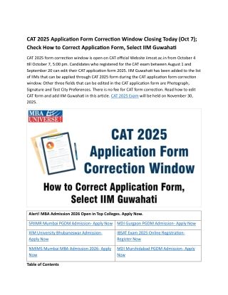 CAT 2025 Application Form Correction Window Closing Today (Oct 7); Check How to