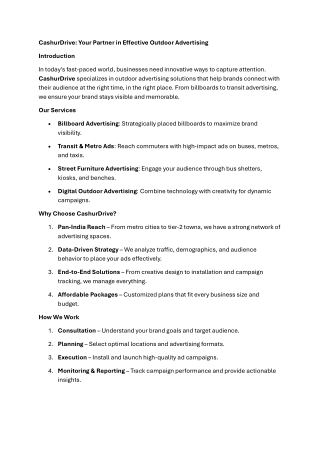 CashurDrive: Your Partner in Effective Outdoor Advertising